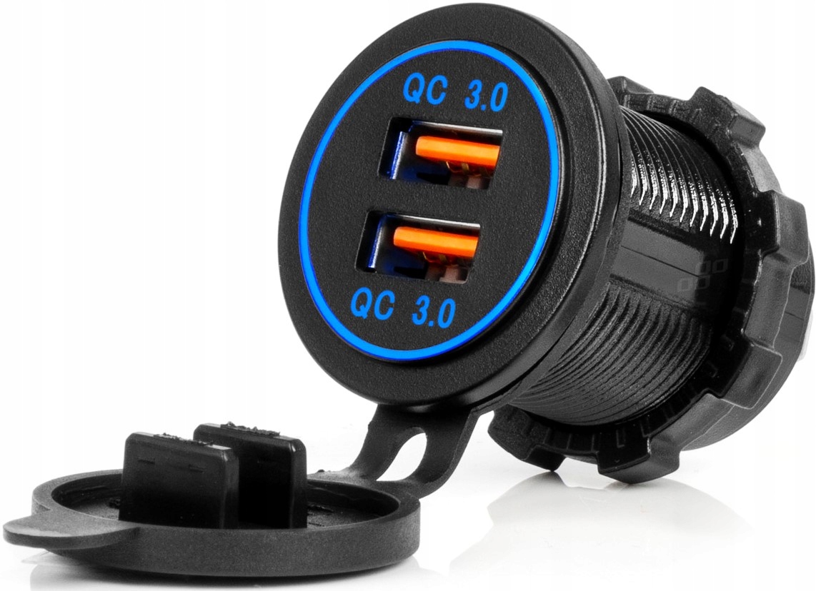 Ładowarka Samochodowa Do Zabudowy 2x Usb Q.c 3.0 12V 24V