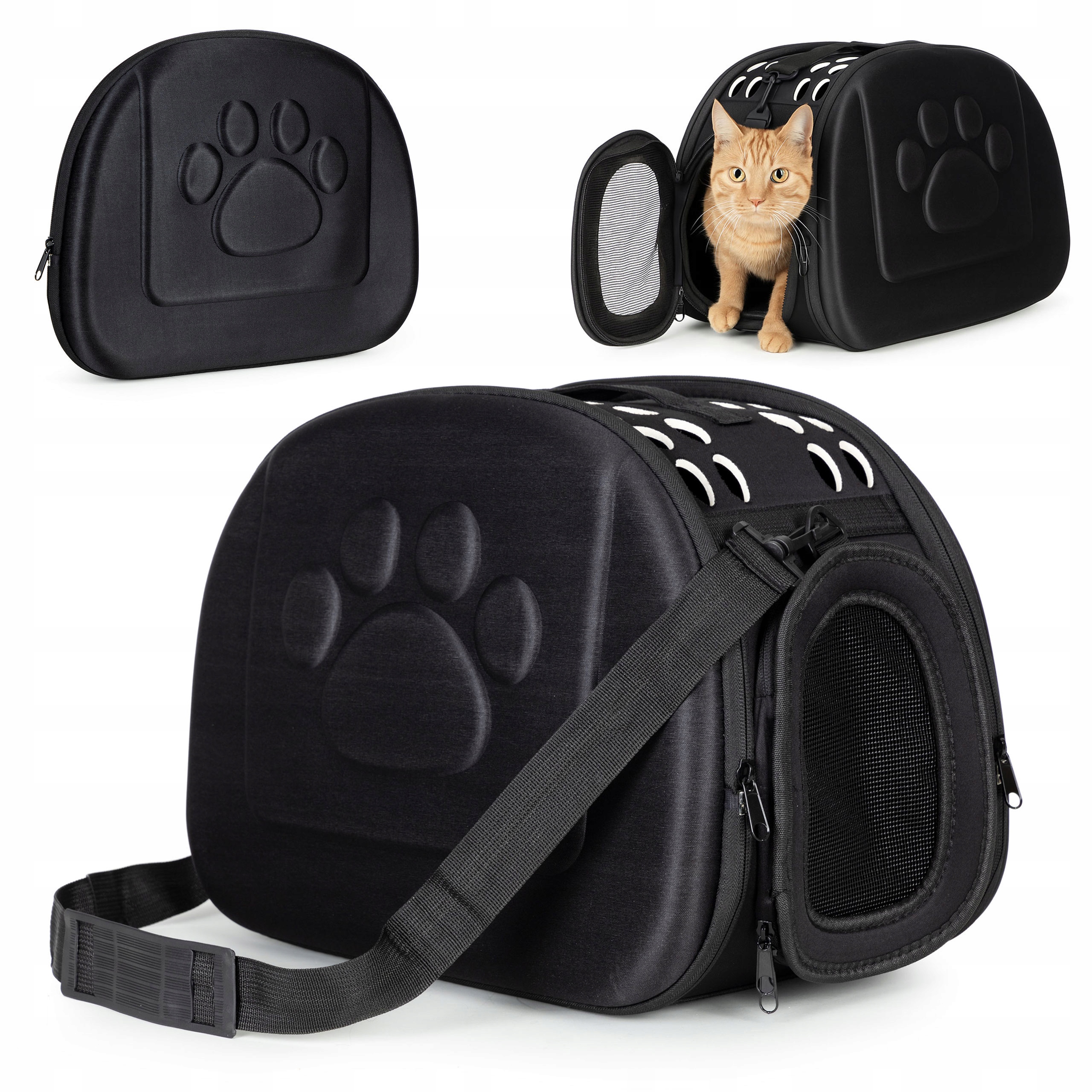 Levně Velký přepravka pro kočky psa, cestovní taška, černá Petsi