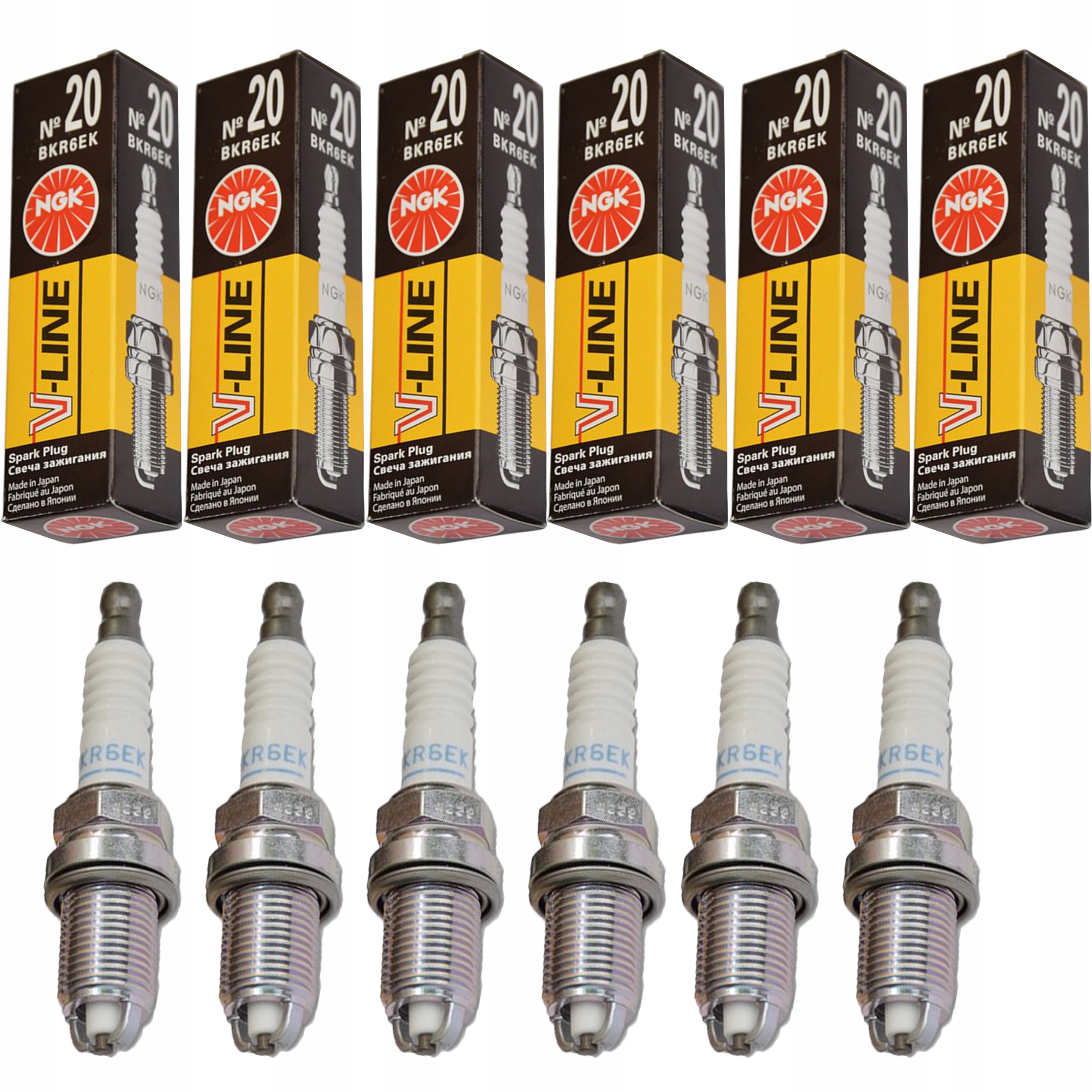 

6x Świece Zapłonowa Ngk 2288 BKR6EK V-line 20