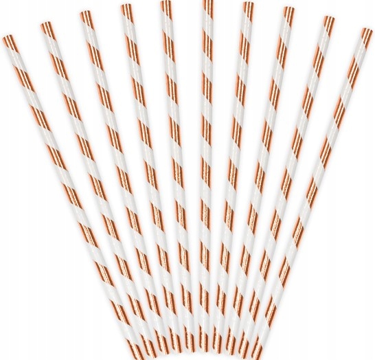 

Słomki papierowe w różowo złote paski Pa4139