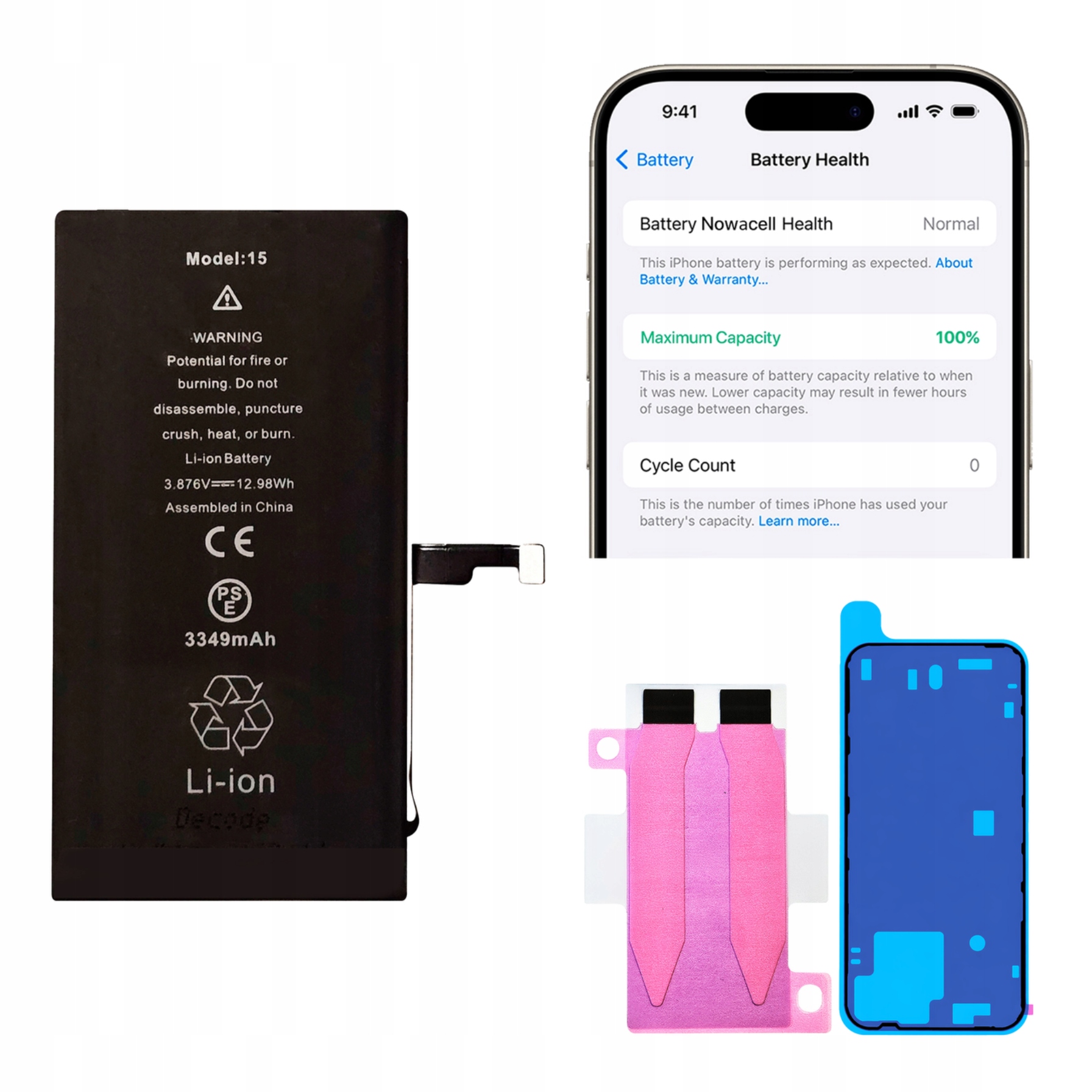 Bateria Uszczelka do iPhone 15 3349 mAh Bez Komunikatu Oem Jakość