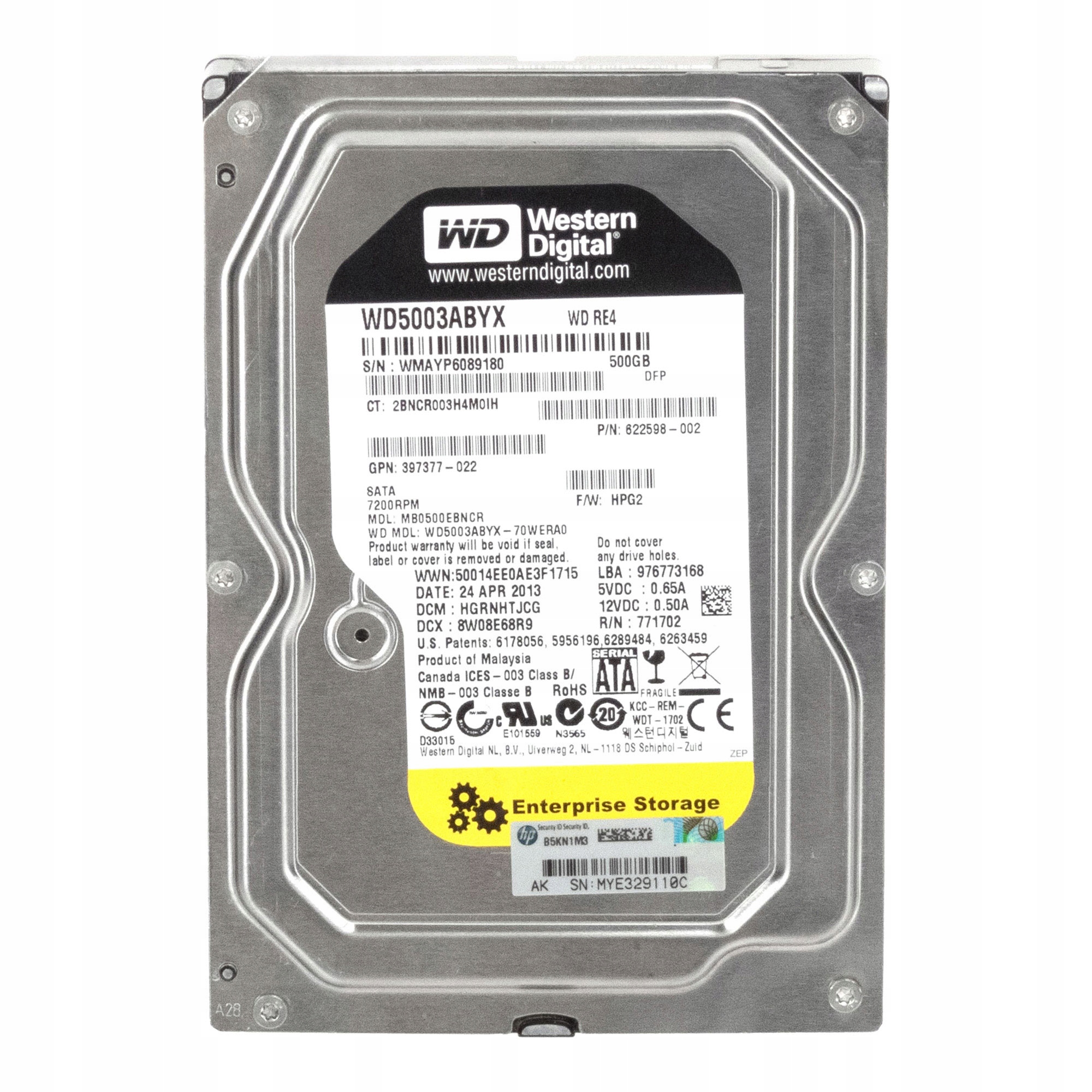 Hp 622598-002 500GB 7.2K 64MB Sata II 3.5'' MB0500EBNCR