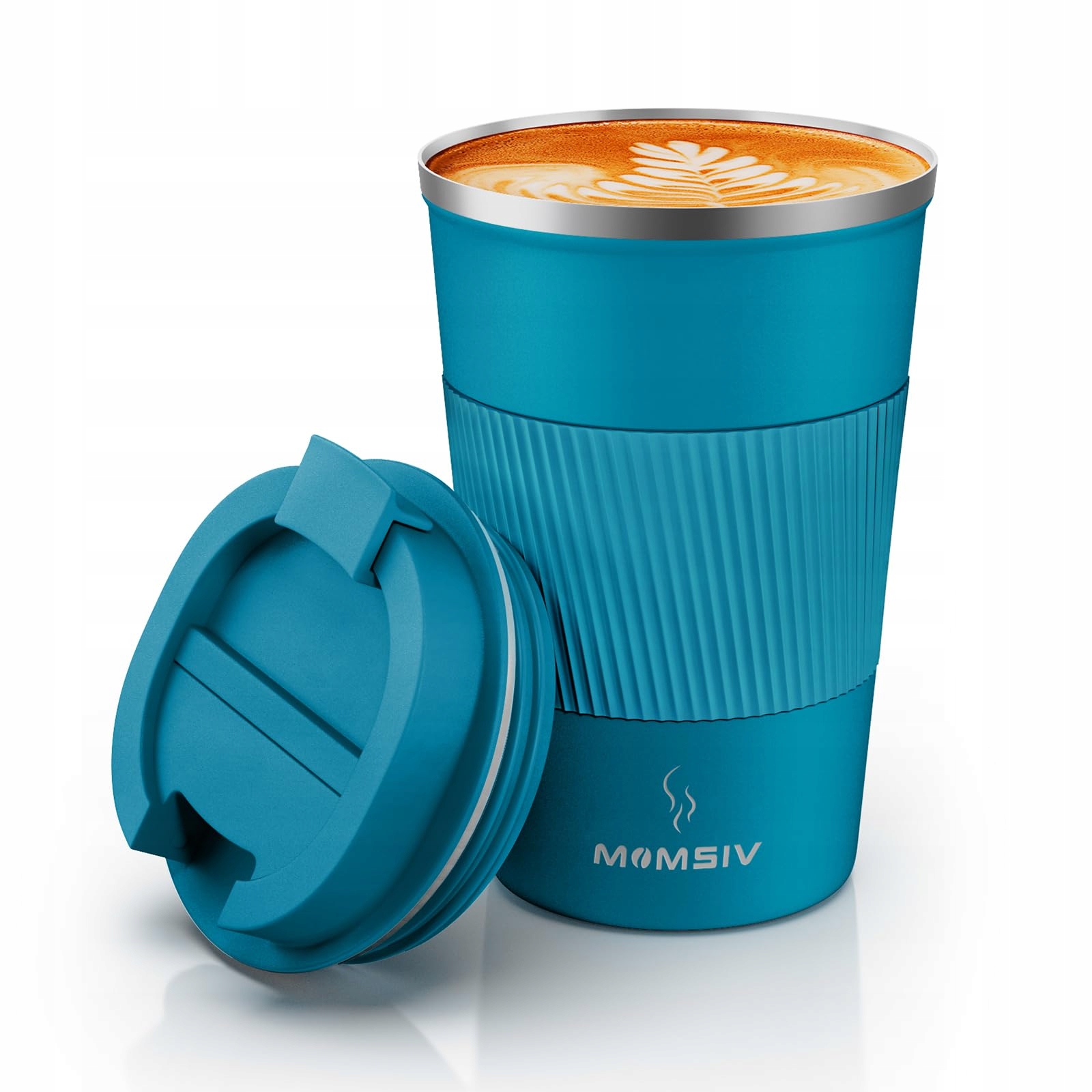 Momsiv Termohrnek Nerezový 380 ml Protiskluzový cestovní modrý