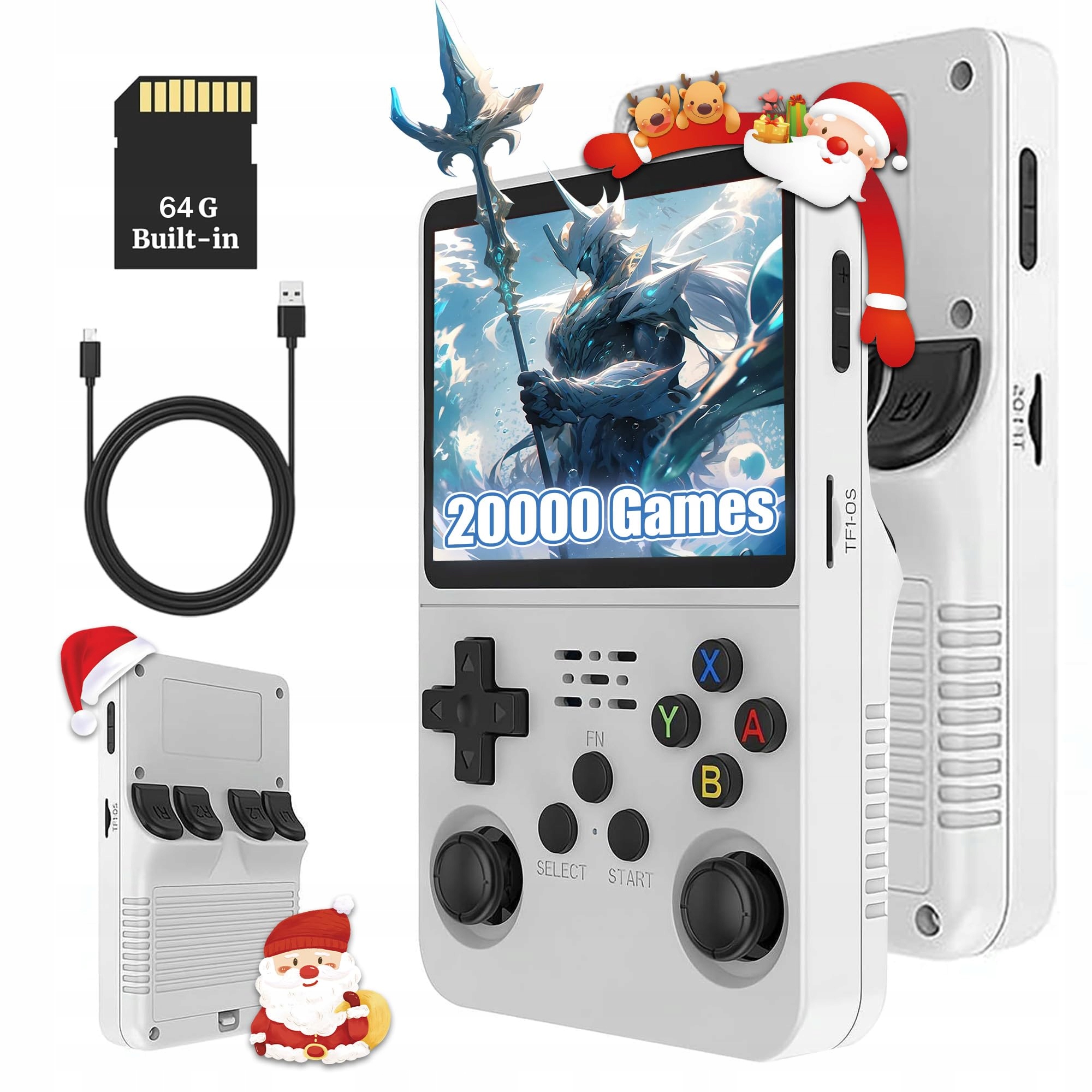 Przenośna Komórkowa Konsola Do Gier Retro 21000 Gier Linux 64GB Game Biała
