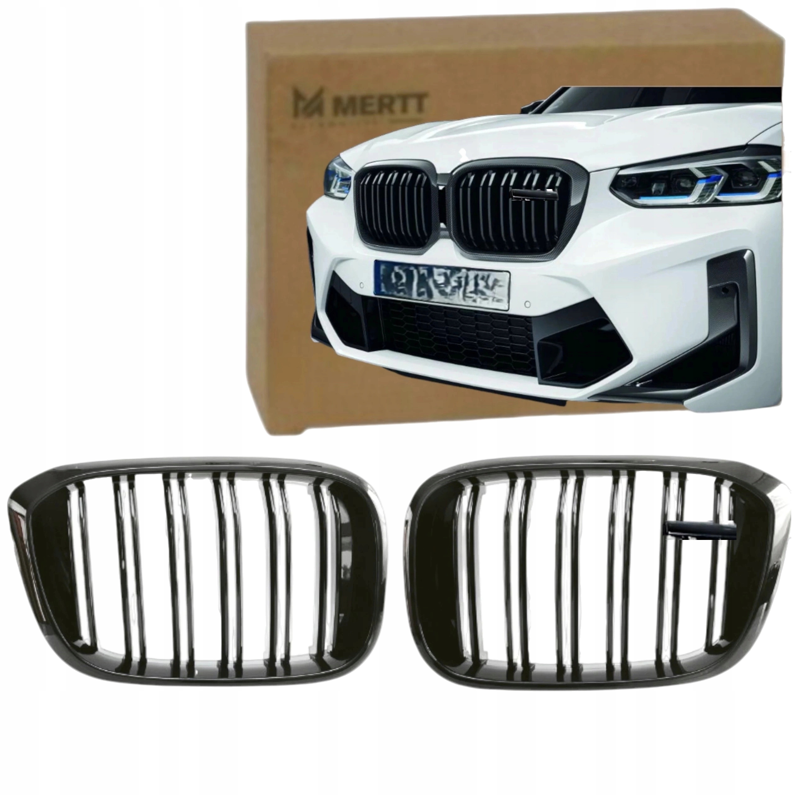 Atrapa Ledvinka Gril chladiče přední Černá Lesk 2ks Bmw X3 G01 X4 G02