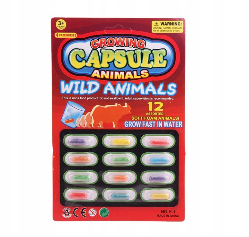 MAGICZNE KAPSUŁKI ROSNĄCE W WODZIE ZWIERZĄTKA SAFARI ZESTAW 12SZT ZABAWKA Głębokość produktu 1 cm
