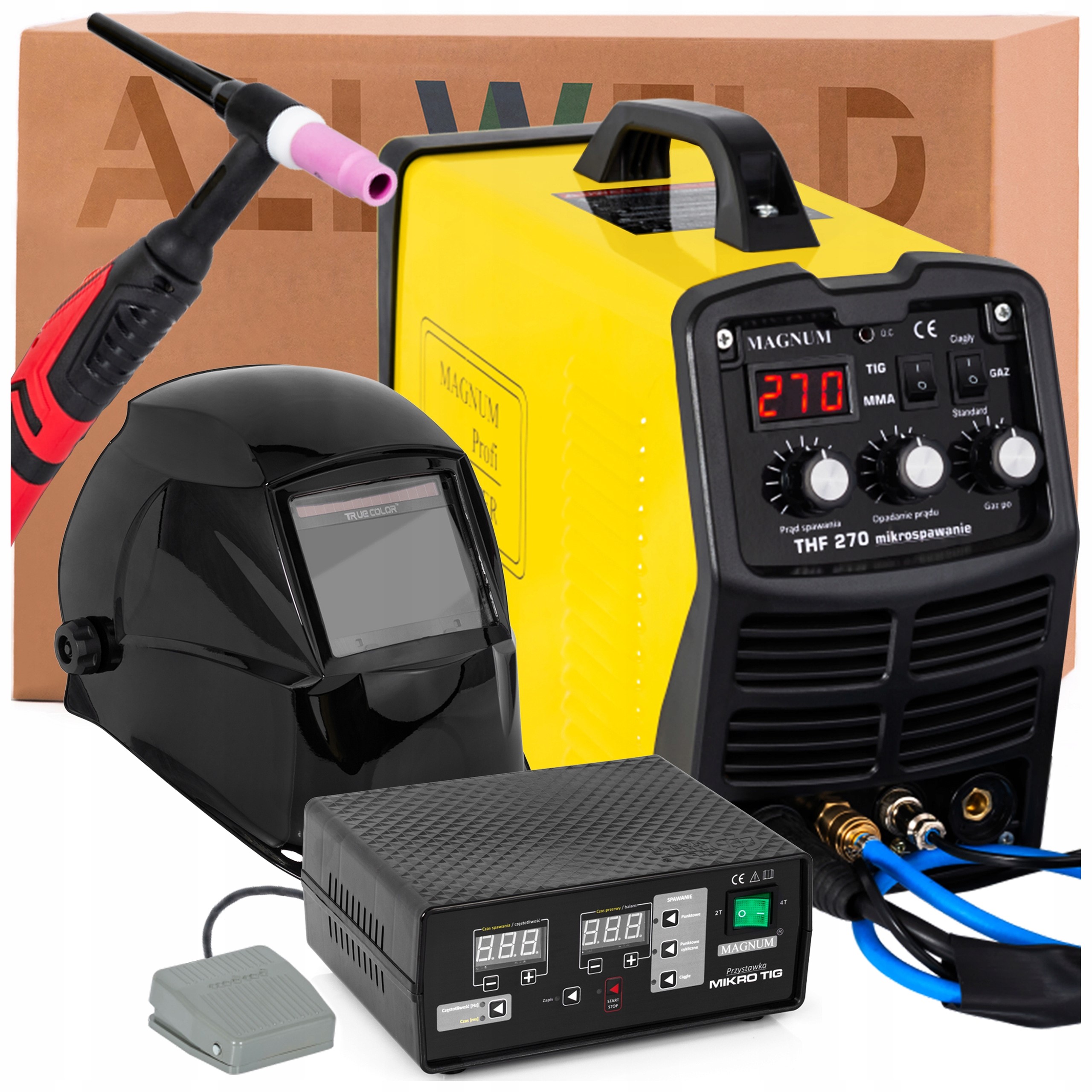 Sada Svařovacích Strojů Magnum Thf 270 Mikro Tig 230V, Přilba, Držák, Nástavec
