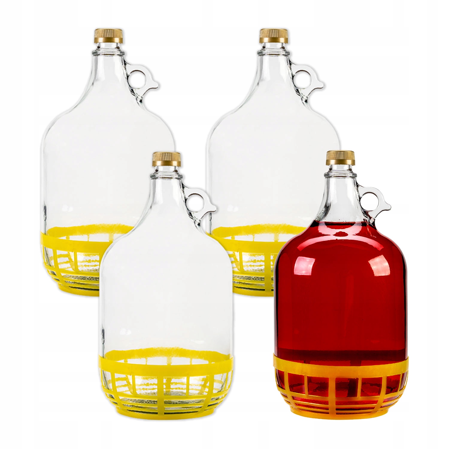 

4x Dama 5L balon gąsior na wino z koszykiem