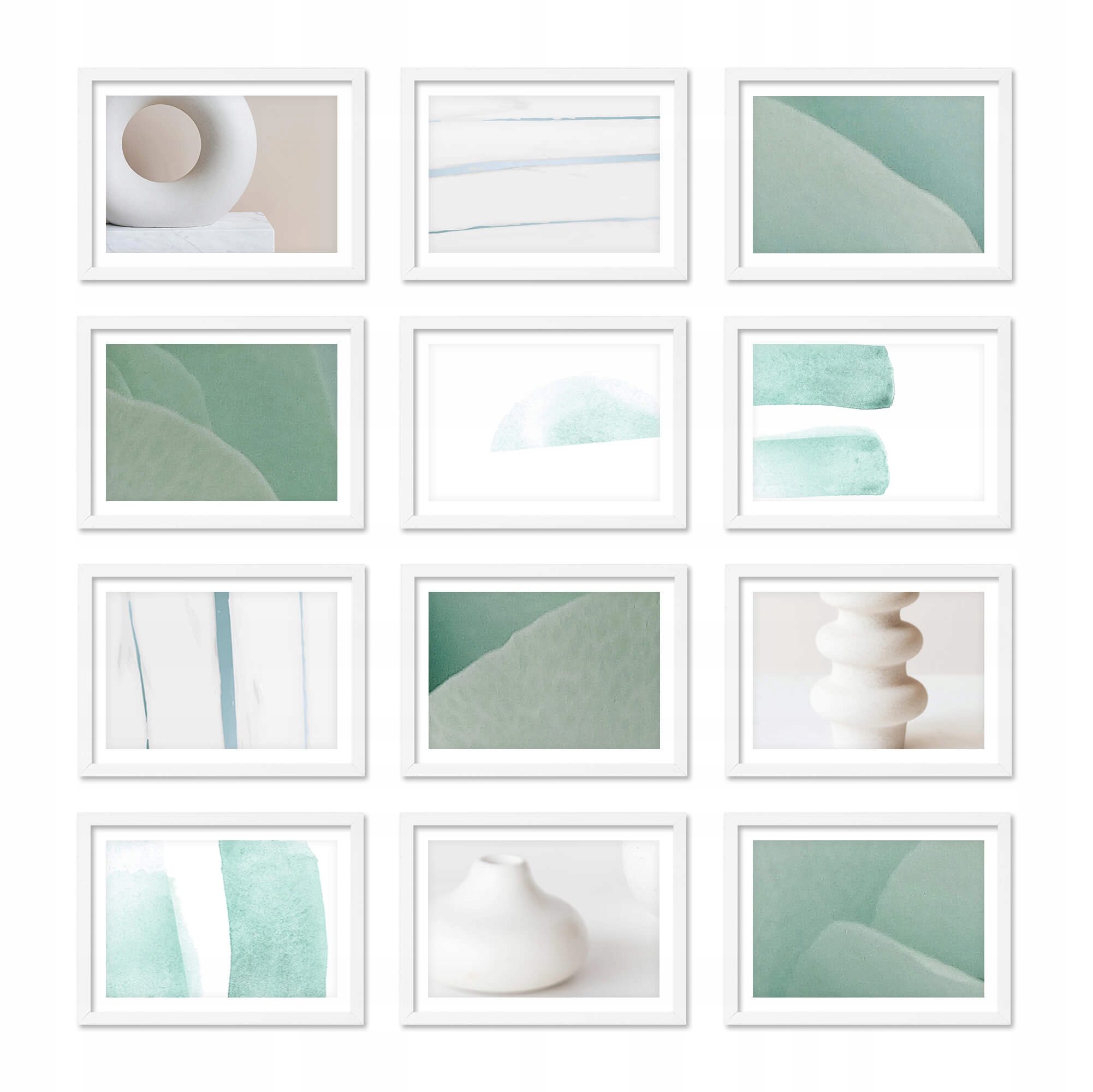 Sada bílých rámečků – galerie rámečků pro 12 fotografií