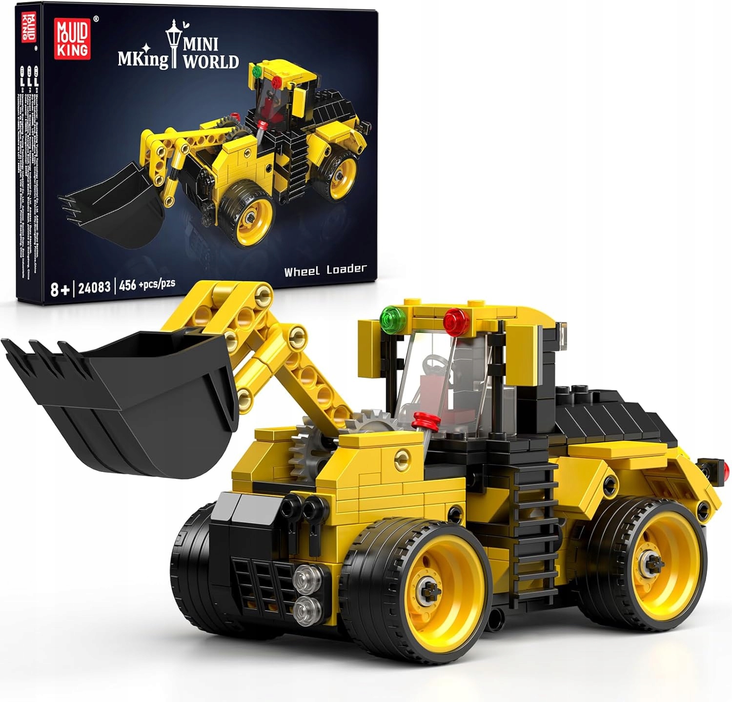 Klocki Konstrukcyjne Koparko-Ładowarka Kołowa Mould King 24083 Budowa 456el