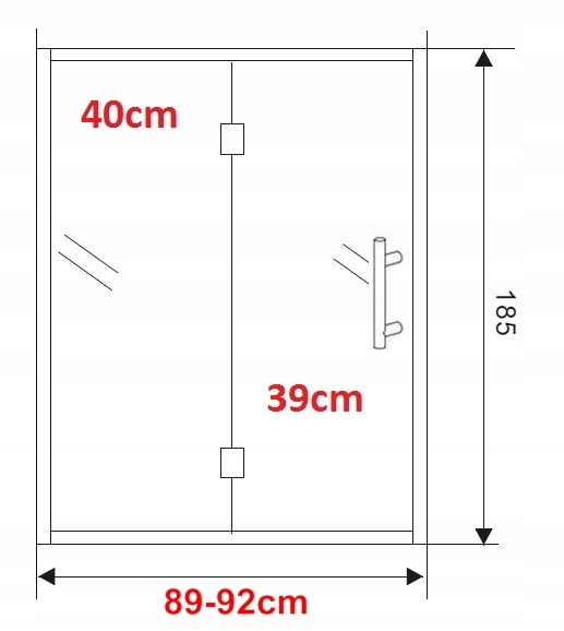 Czarne BLACK Drzwi składane 90 regulacja 89-92cm Kod producenta A50-B
