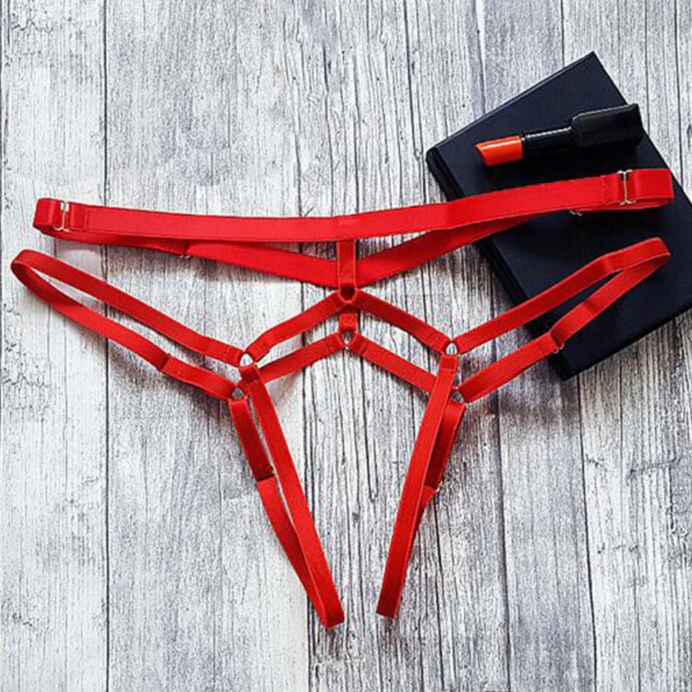 SEKSOWNE STRINGI MAJTKI DAMSKIE STRAPS SEXY PASKI Kolor czerwony