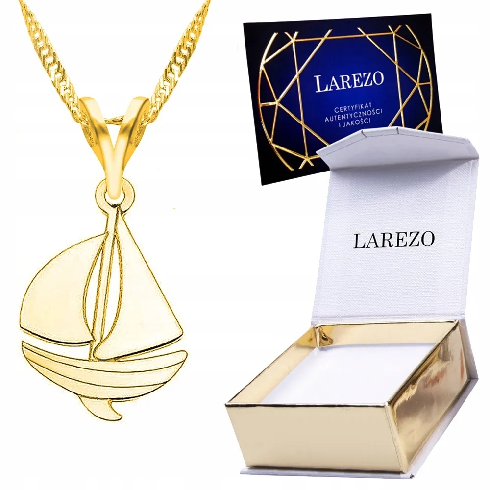 Zlatý náhrdelník s loďkou Přívěsek Loď Loď Moře Stříbro 925