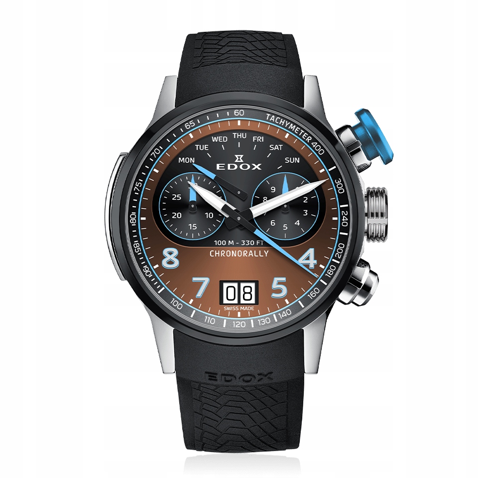 Edox Chronorally Titanium 38003-TINBU-BRNBU 45mm 10ATM Nadměrné tlačítko