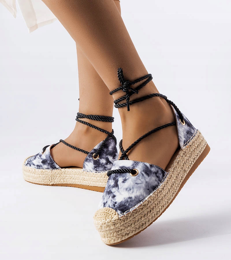 Hers Czarne wiązane espadryle na platformie Duffet r. 38 Płeć kobieta