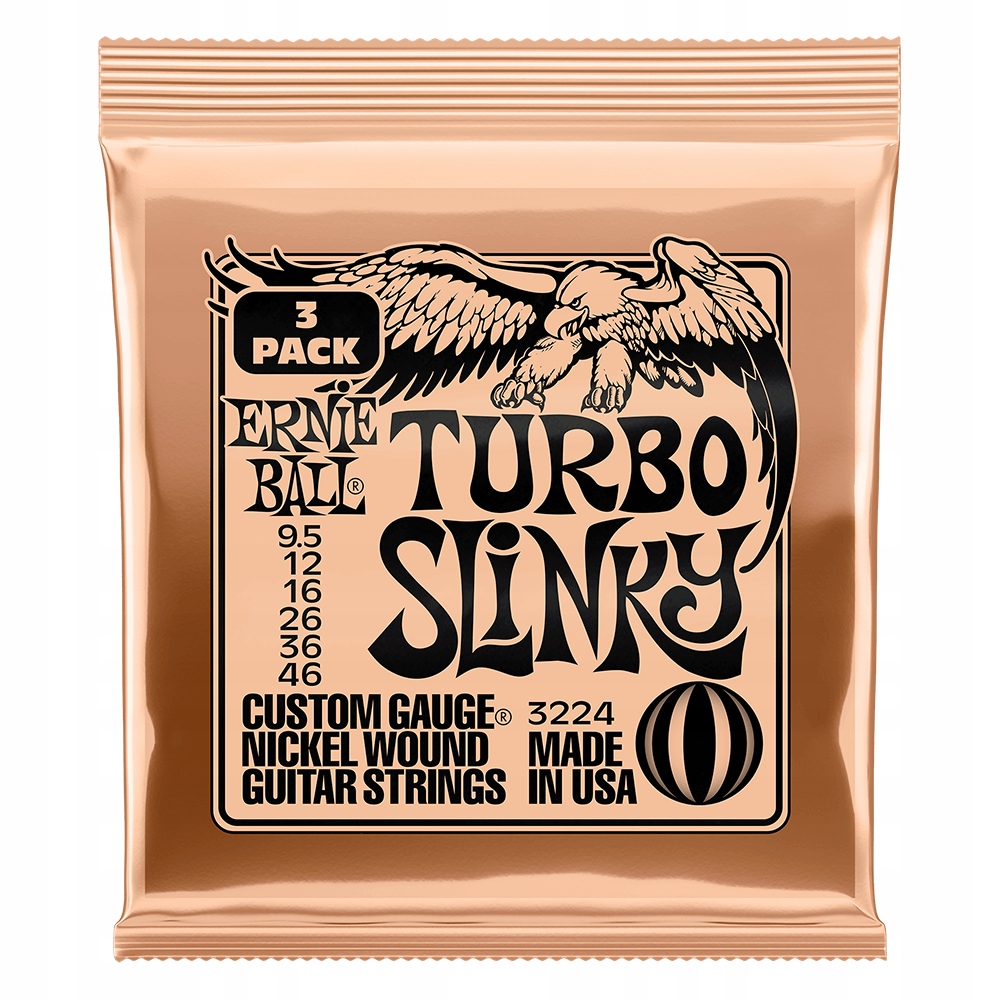 3-pack Struny Ernie Ball Turbo Slinky Nickel Wound 9.5-46 (3224)