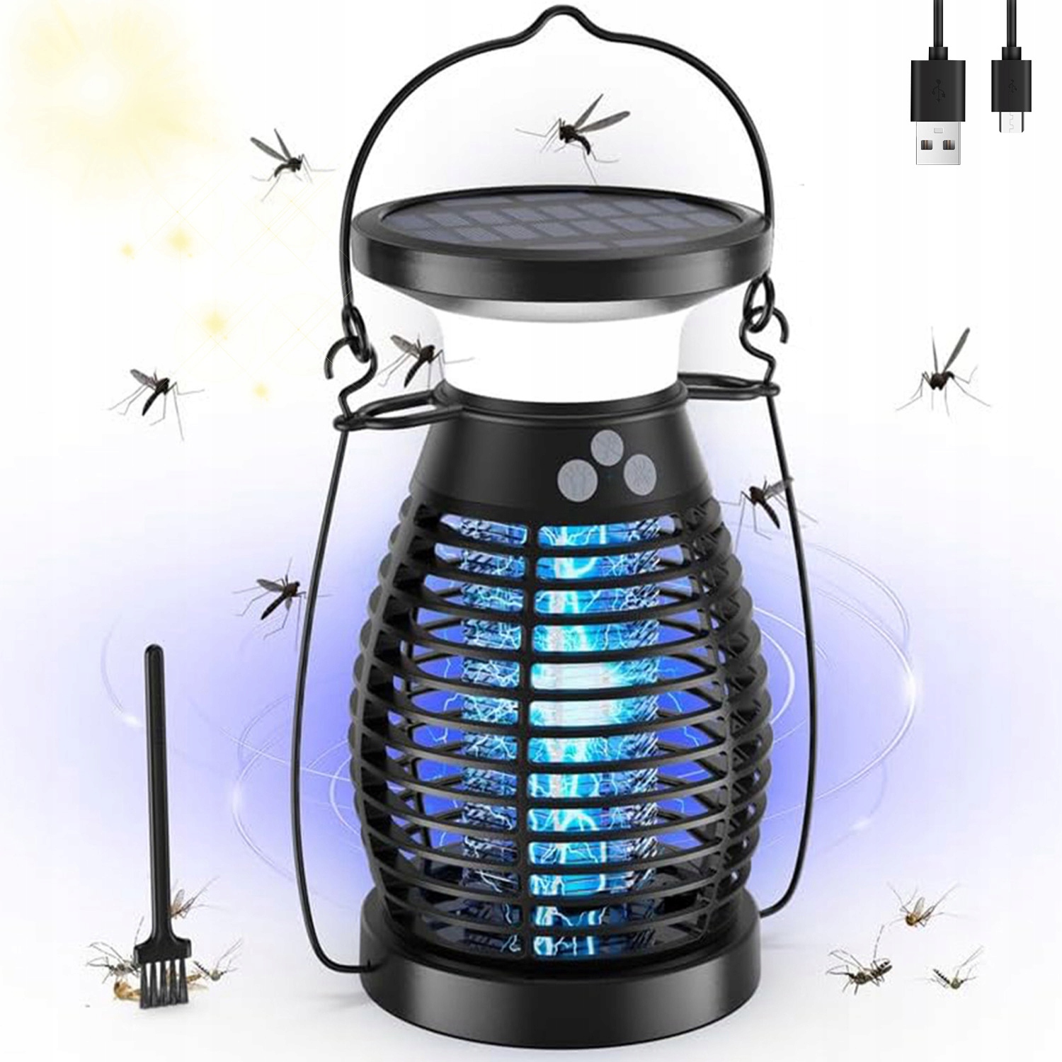 Lampa Proti Komárům Solární Uv 4000 Mah 3 Režimy Provozu IP66 Odpuzovač Hmyzu