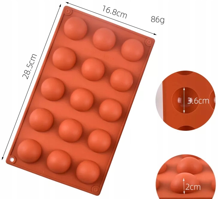 Forma foremka silikonowa półkule do czekolady Materiał silikon