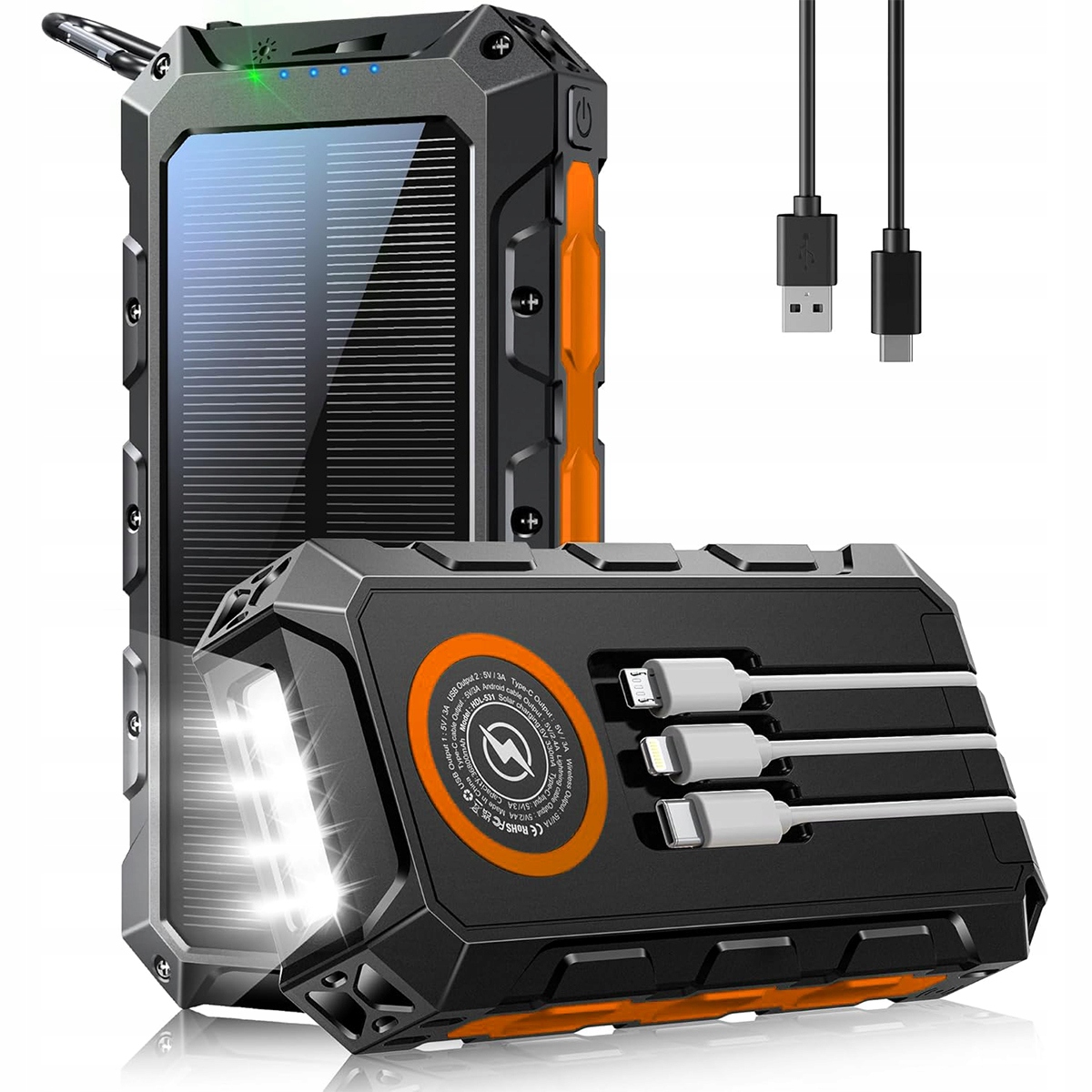 Duży Pojemny Powerbank Solarny 52800mah