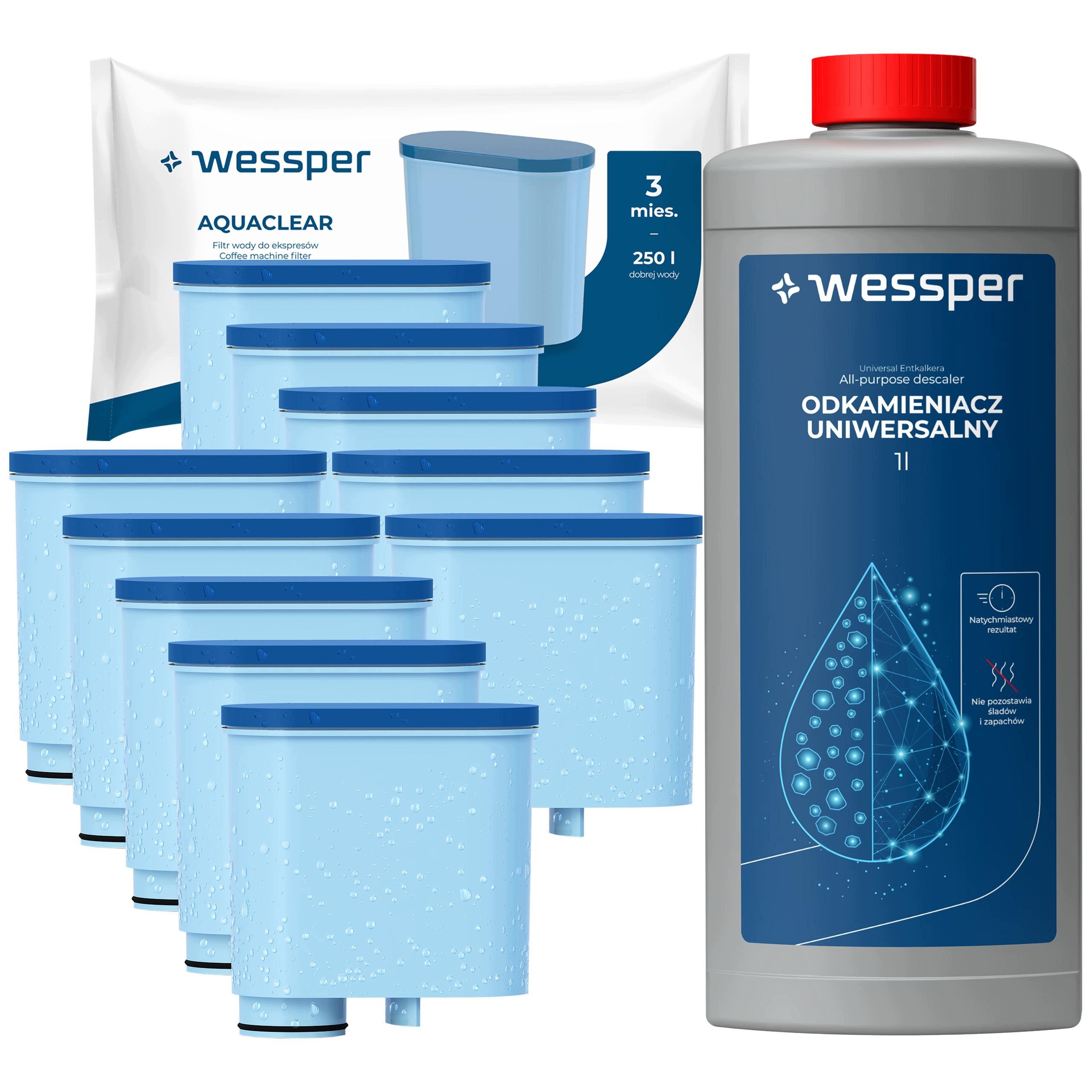 Wessper filtr do kávovaru Philips Latte Go 10 kusů odvápňovač 1 l