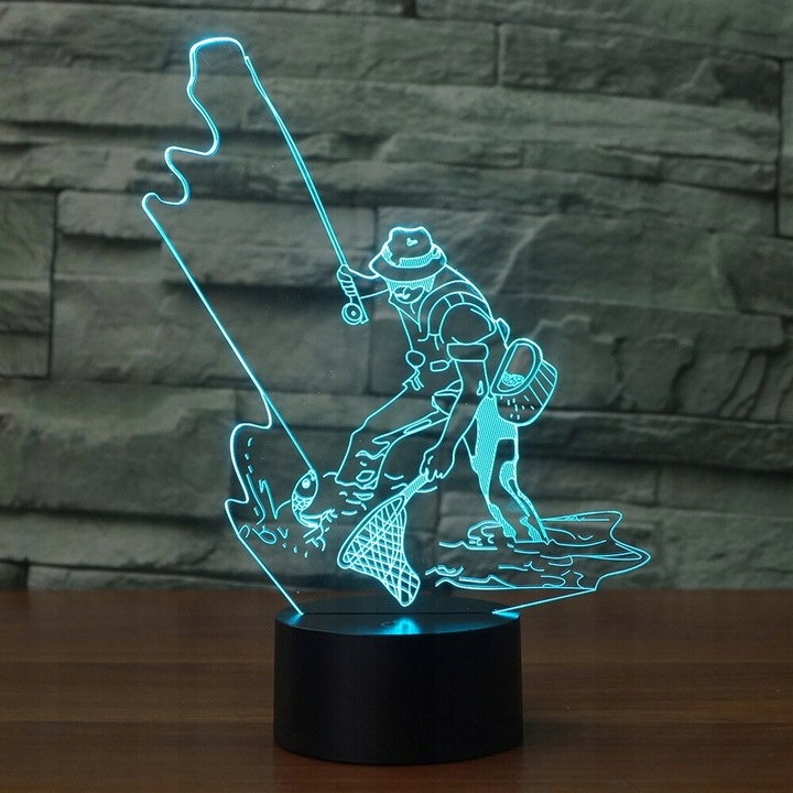 Lampka na biurko Wędkarz 16kolorów LED PLEXIDO Zasilanie bateryjne sieciowe