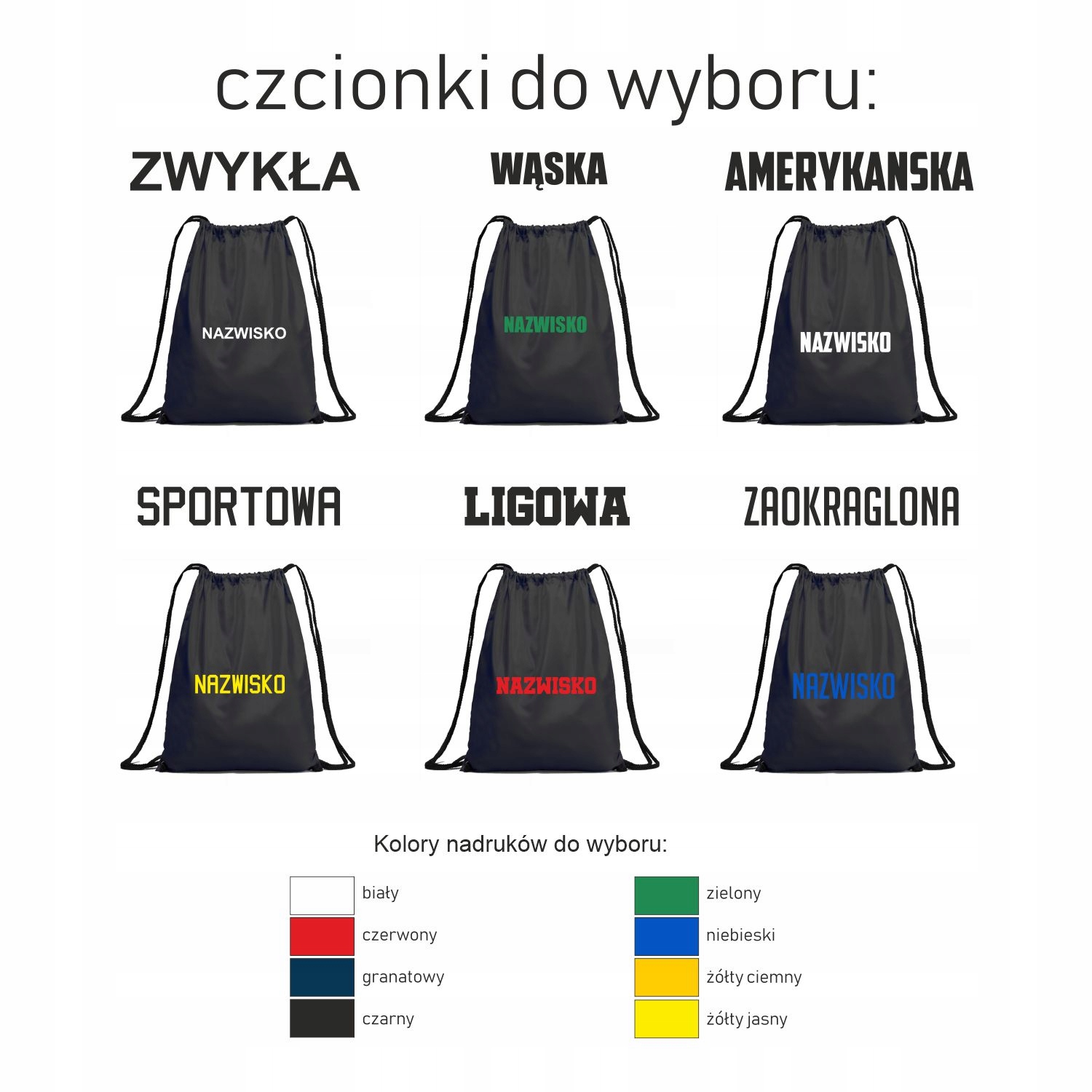 KOSZULKA SPODENKI WOREK KOMPLET STRÓJ NA WF napis! Kolor wielokolorowy