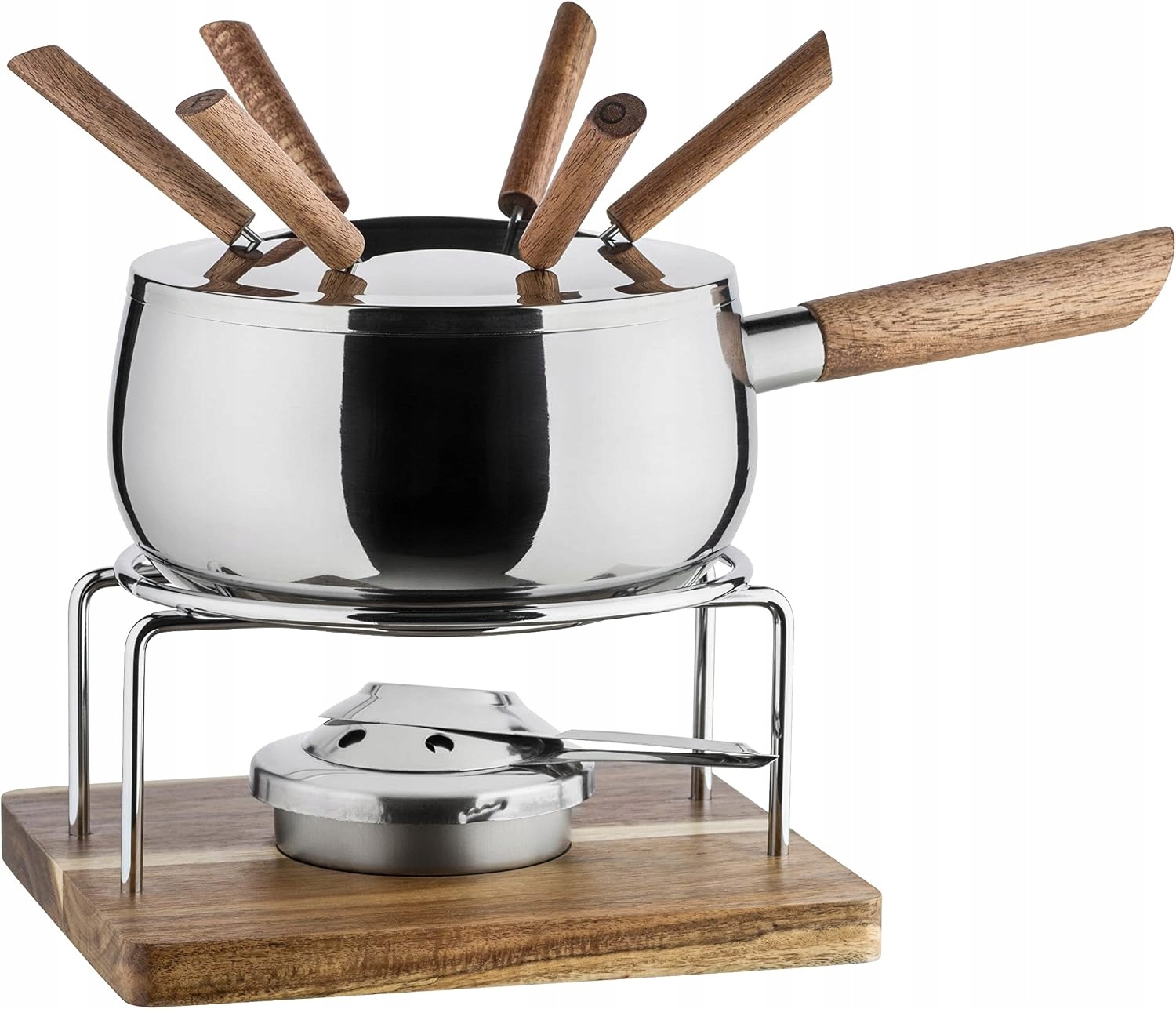 Sada Na Fondue Pro 6 Osob Mäser Indukce Nerezová Ocel Dřevo 10 El