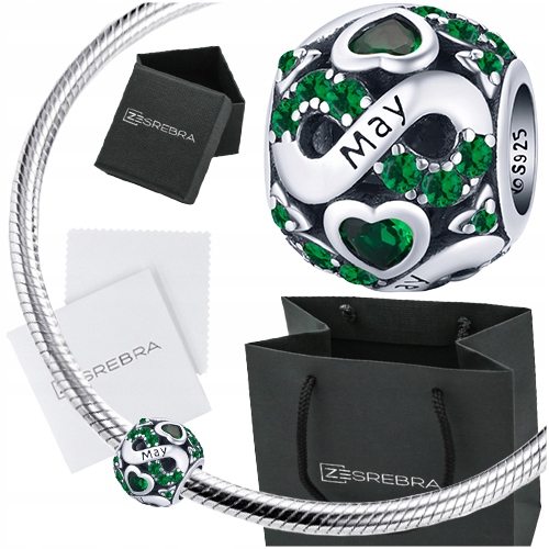 

Charms miesiąc Maj srebro 925 may koralik S925