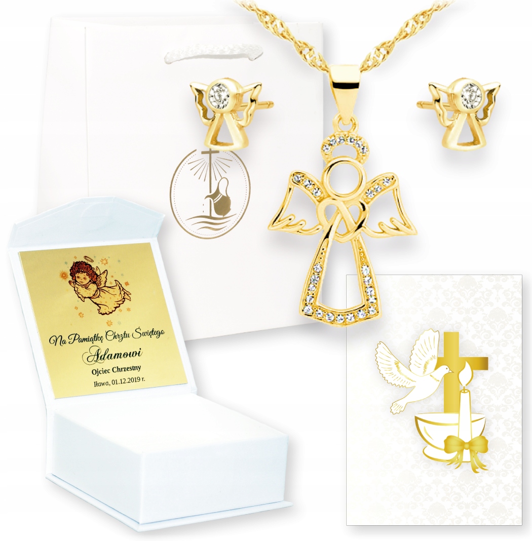 PAMIĄTKA CHRZTU CHRZEST ŚWIĘTY ANIOŁEK ANIOŁ STRÓŻ Długość całkowita 45 cm