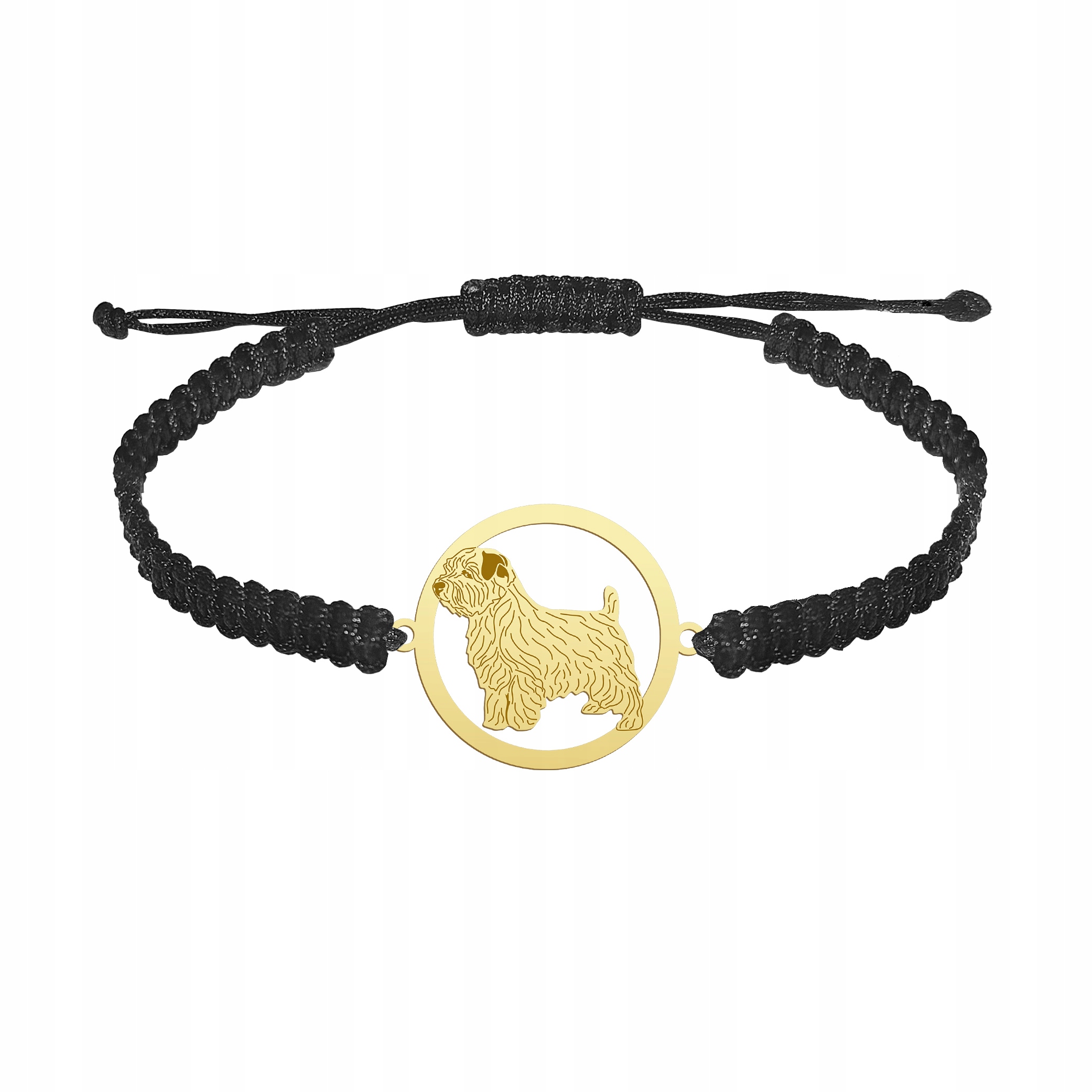 Zlatý náramek s norfolk teriérem 925 na makramu Dárek Žena Gravírování