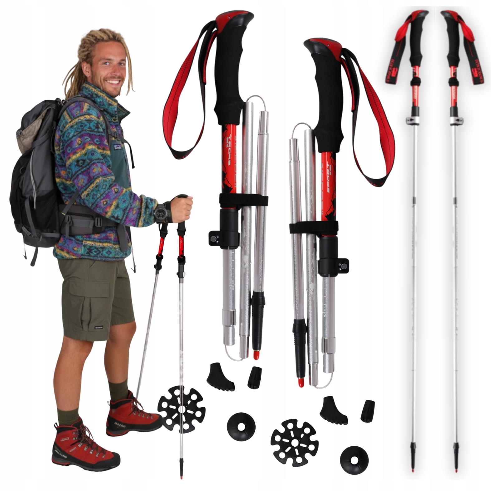 Trekingové Hole Nordic Walking Skládací Hole Lehké Pro Chůzi Hory 2x