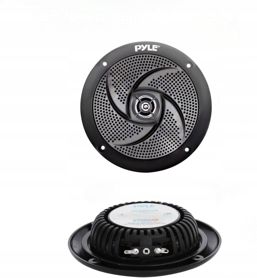 GŁOŚNIKI NISKOPROFILOWE WODOODPORNE 100 WATT 10,16CM CZARNE JACHT ŁÓDKA Model PLMRS4B