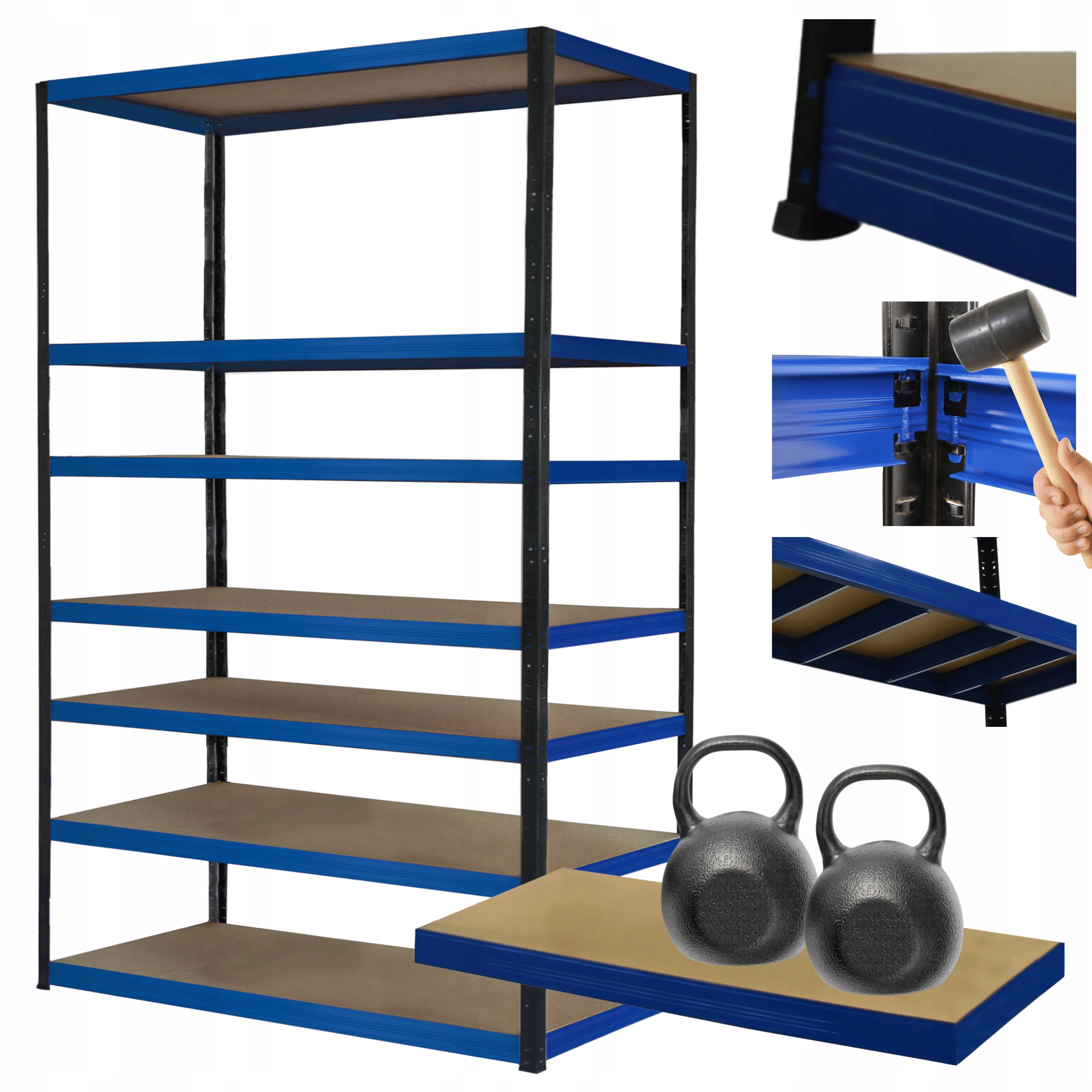 Regał metalowy magazynowy stojak Helios 270x180x40cm 7Px275kg Szeroki Mocny