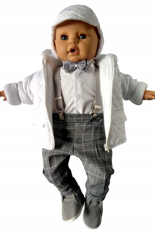 BIAŁA KURTKA do chrztu JESIEŃ chrzest z czapką 80 Kolor biały