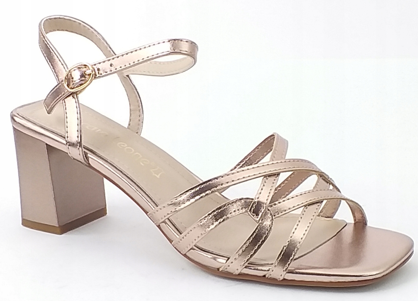 Sandały Sergio Leone SK065 Obuwie Damskie Na Słupku Czółenka Złote 40