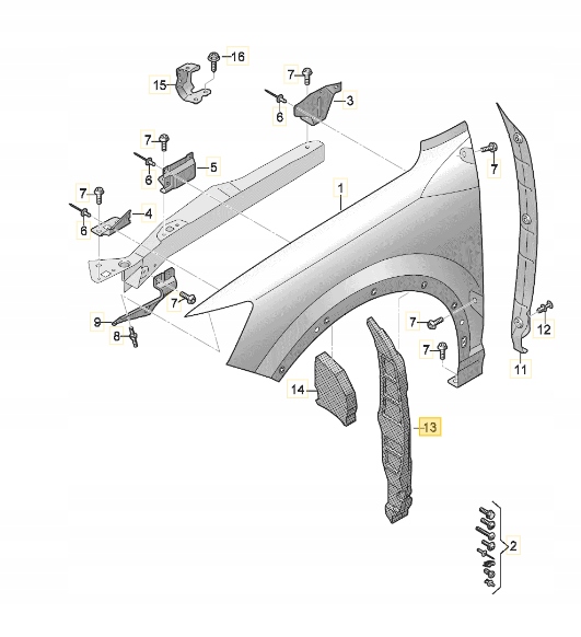 81A864235, 81A864236 - Звукоизоляция переднего крыла l / P AUDI Q2 GA 16-