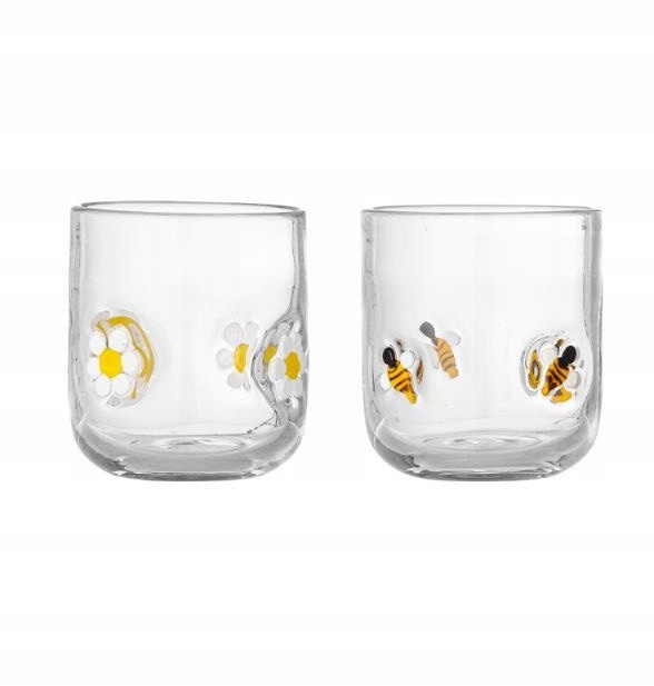Bloomingville Buzz sklenice na nápoje 300 ml 2 Ks Včelky