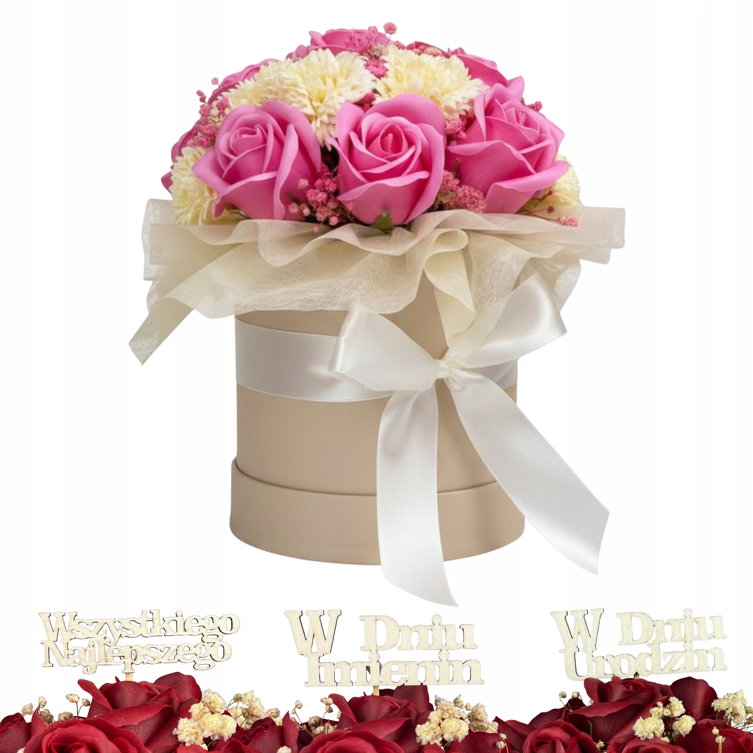 Flower Box Kwiaty Mydlane Upominek Napis Dla Nauczyciela Do Wyboru