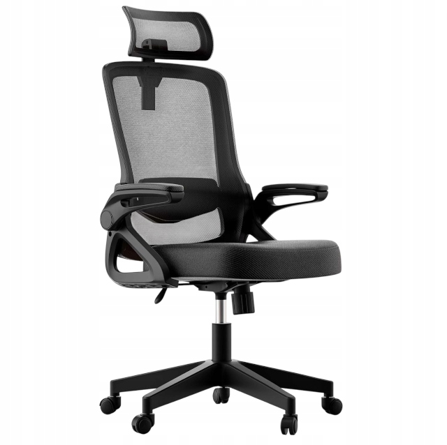 Ergonomicky nastaviteľná kancelárska stolička s nastaviteľnými podrúčkami a širokým sedadlom
