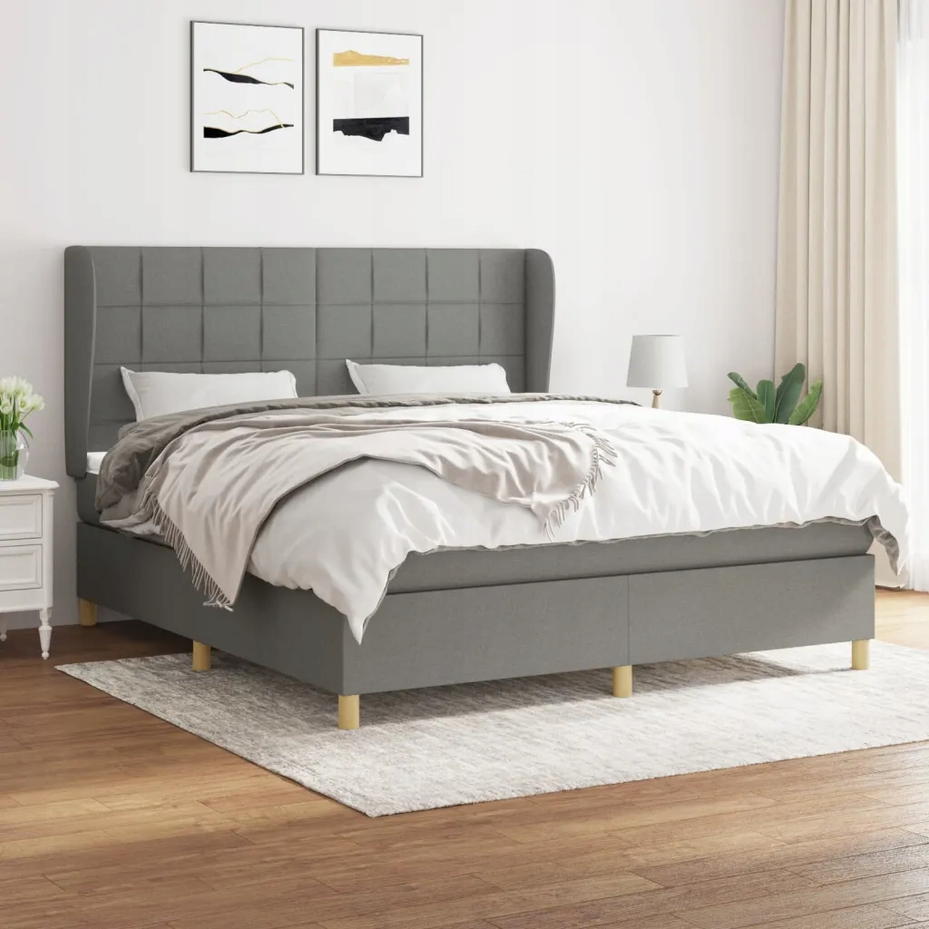 vidaXL Box spring postel s matrací tmavě šedá 180x200 cm textil