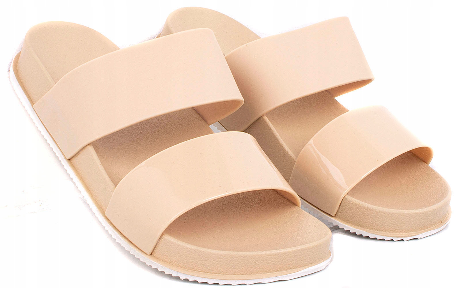 

6276 Beżowe Gumowe Klapki Damskie Paski 37