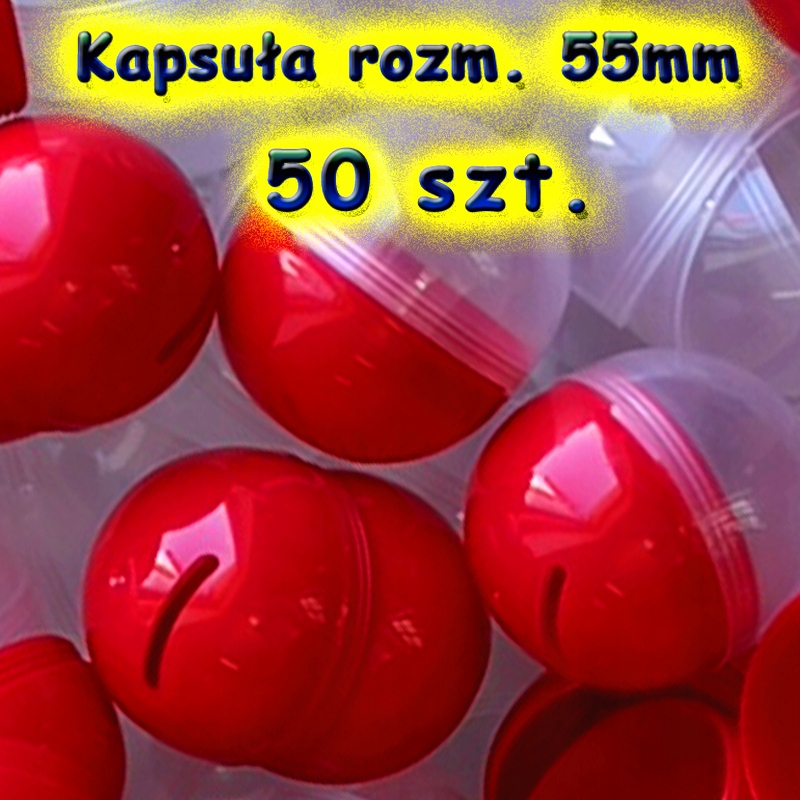 Kapsuła pusta 55mm Czerwona piłka kulka 50szt czerwony losowanie loteria