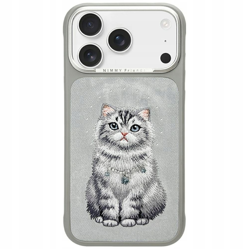 Etui Nimmy Lucky Fashion Cat MagSafe do iPhone 17 Pro szary