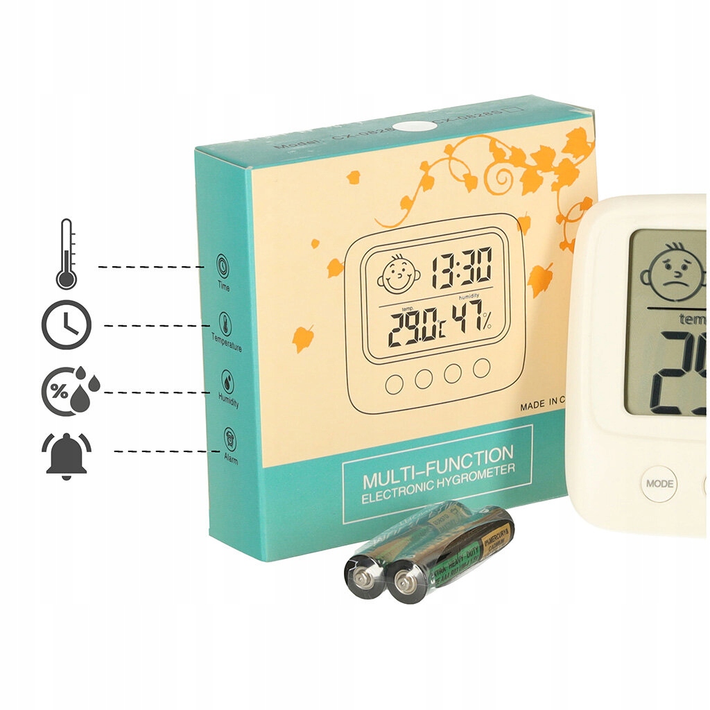 Higrometr zegar termometr pokojowy wilgotnościomierz LCD Marka Ikonka