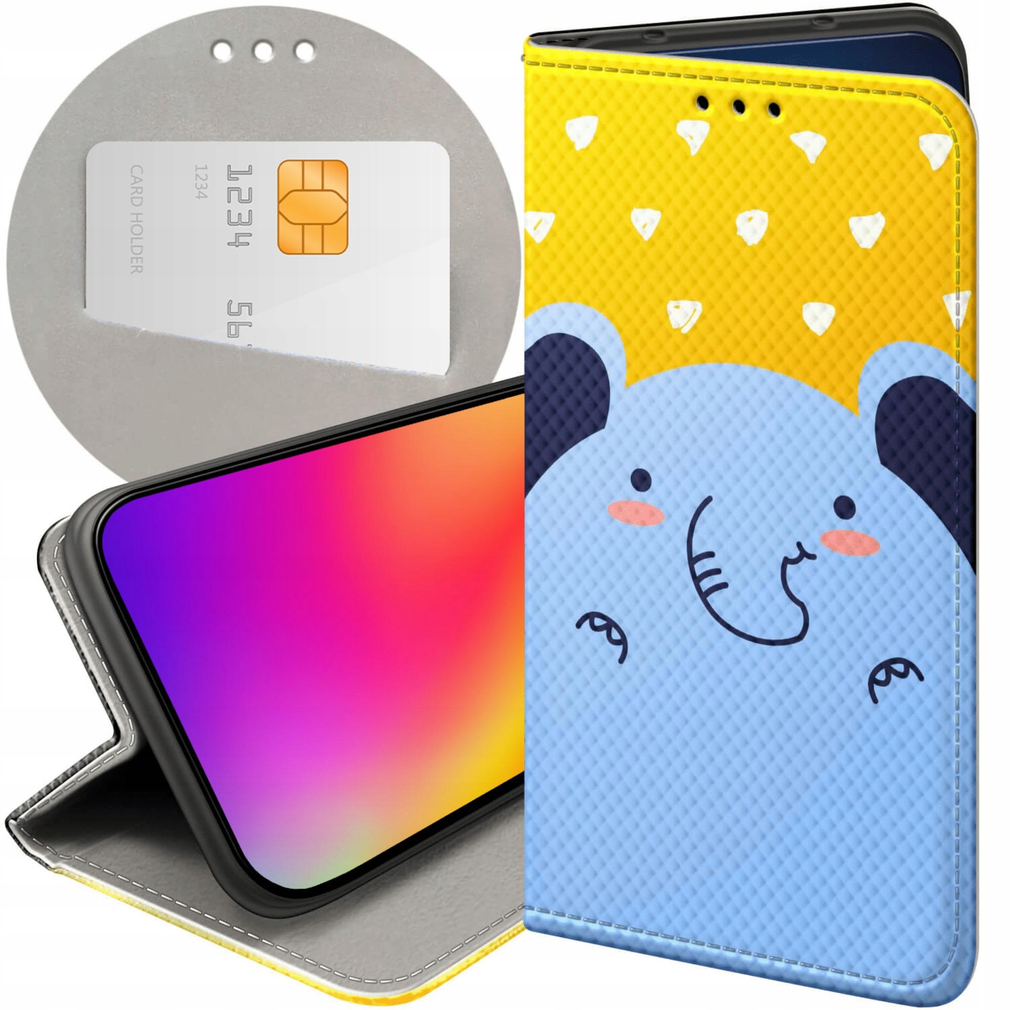 Etui Z Klapką Do Motorola Moto G14 Słoń Słonie Słoniki Futerał Case