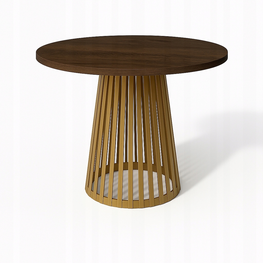 Stůl s kulatou deskou, stůl Dub Lefkas 75 cm, zlatý konferenční stůl