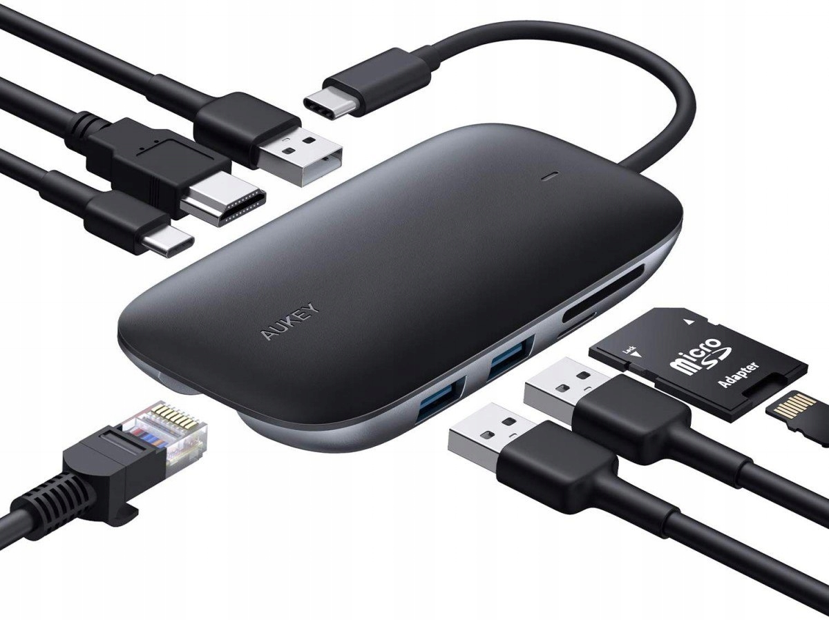 CB-C71 Hliníkový Hub Usb-c 8v1 RJ45 Ethernet 10/100/1000Mbps 3x Usb 3.0