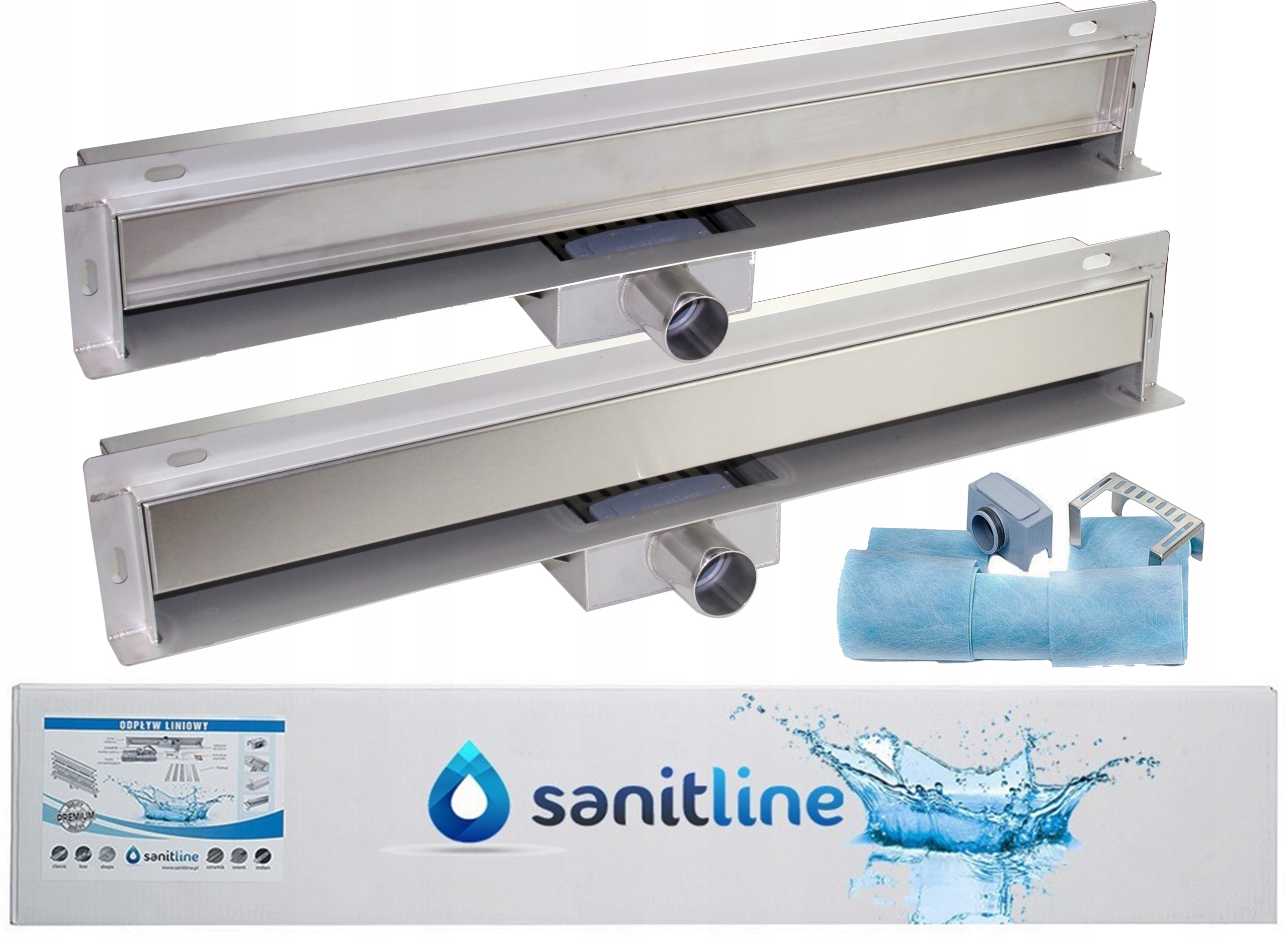 Sanitline Lineární odtok nástěnný 70 cm 2 v 1 Nízký 52 mm Komplet