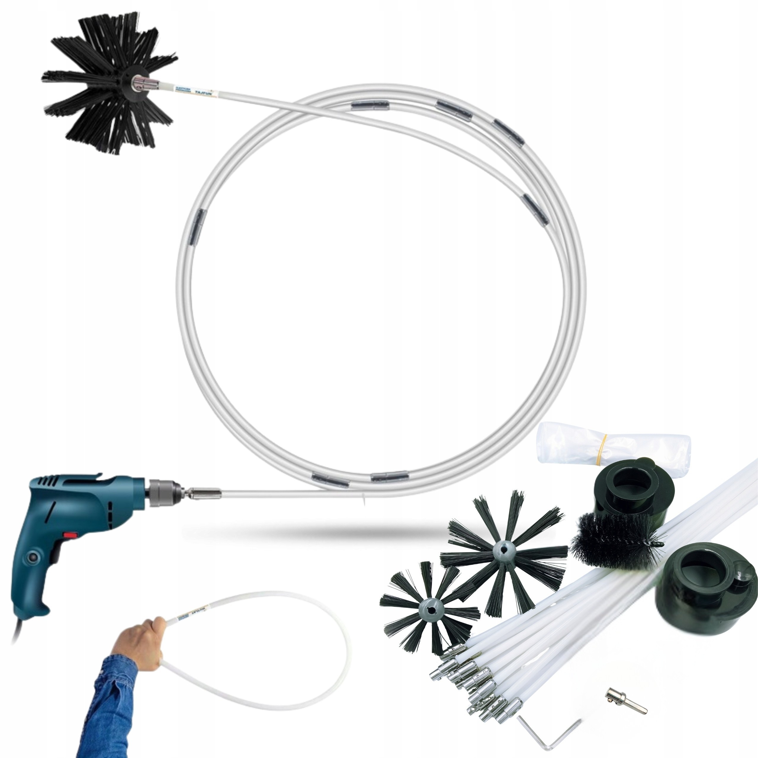 Zestaw Do Czyszczenia Wentylacji i Rekuperacji Tajfunair 7,2M Od Dołu