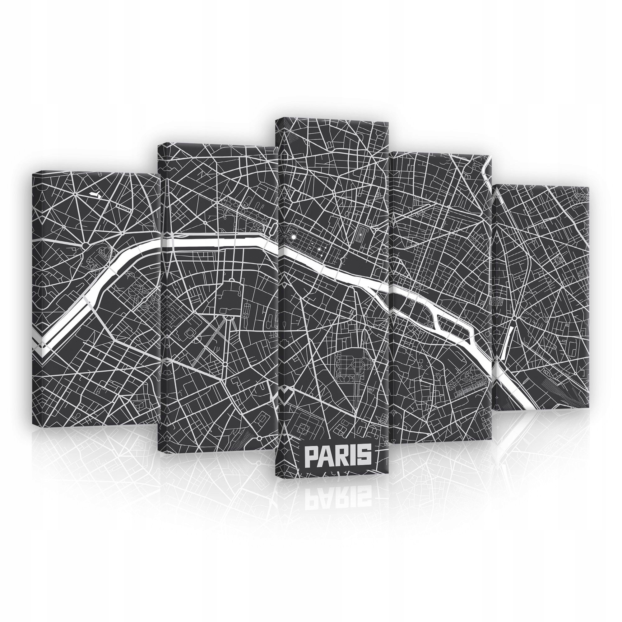 Obraz 100x60 Mapa Paříže černobílý minimalistický geometrický abstrakce